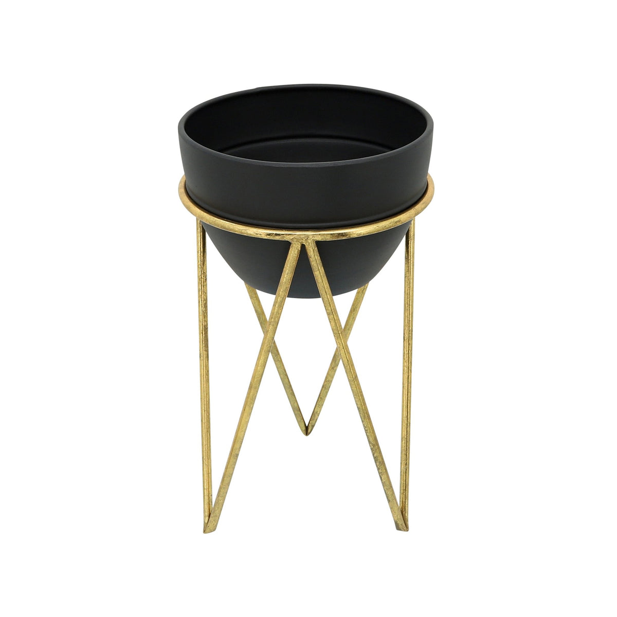 S/2 12/14" METAL PLANTER, BLK/GLD Outdoor Planters| Sagebrook Home