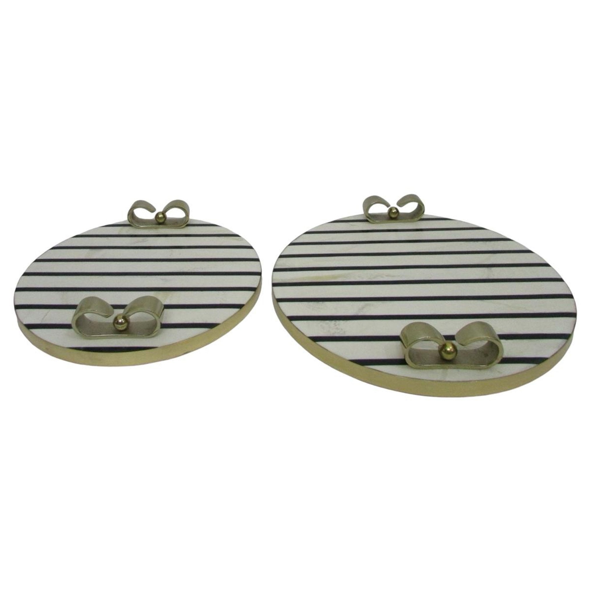 S/2 12/14" Platted Blk & White Trays Table Decors| Sagebrook Home