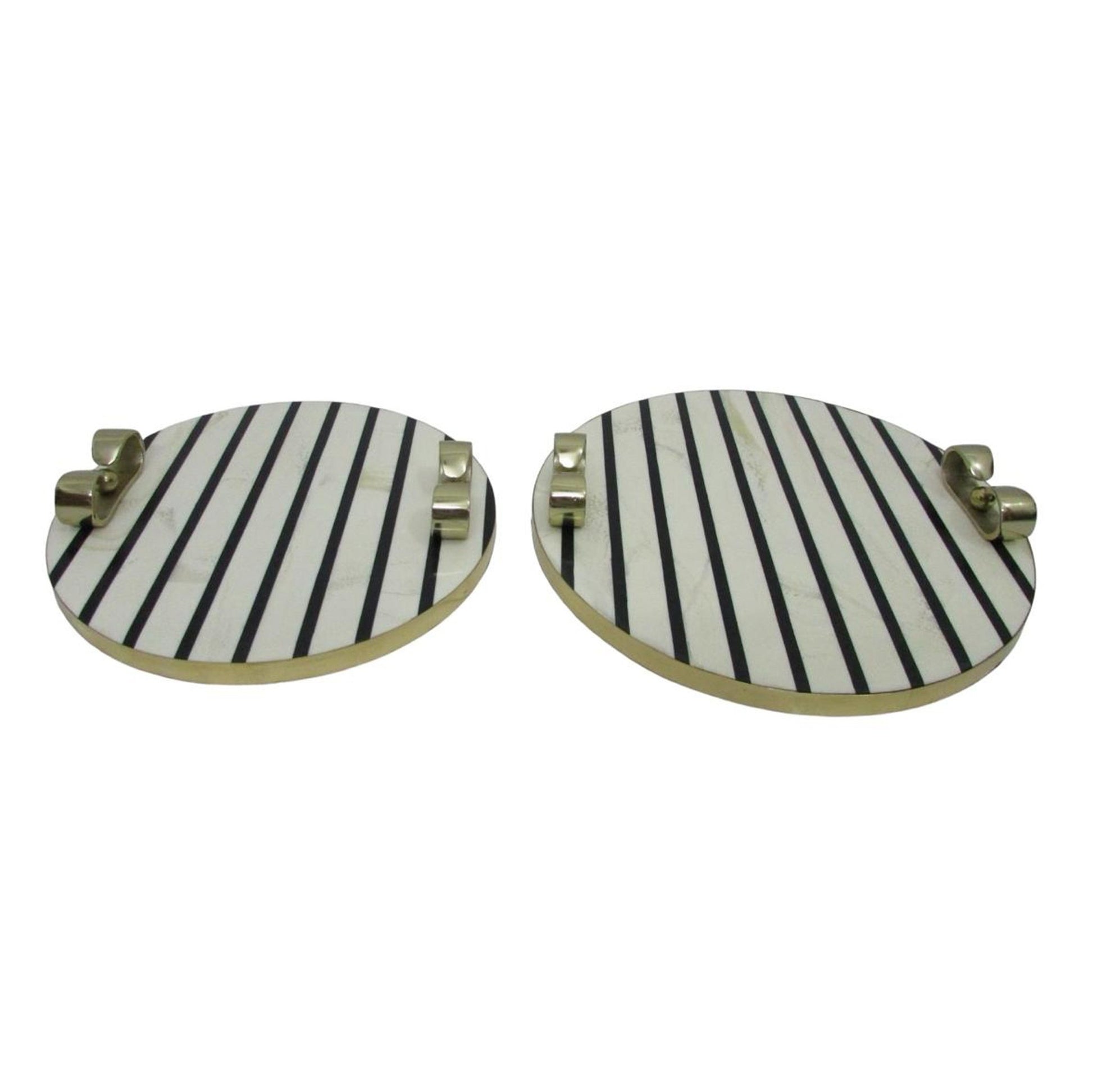 S/2 12/14" Platted Blk & White Trays Table Decors| Sagebrook Home