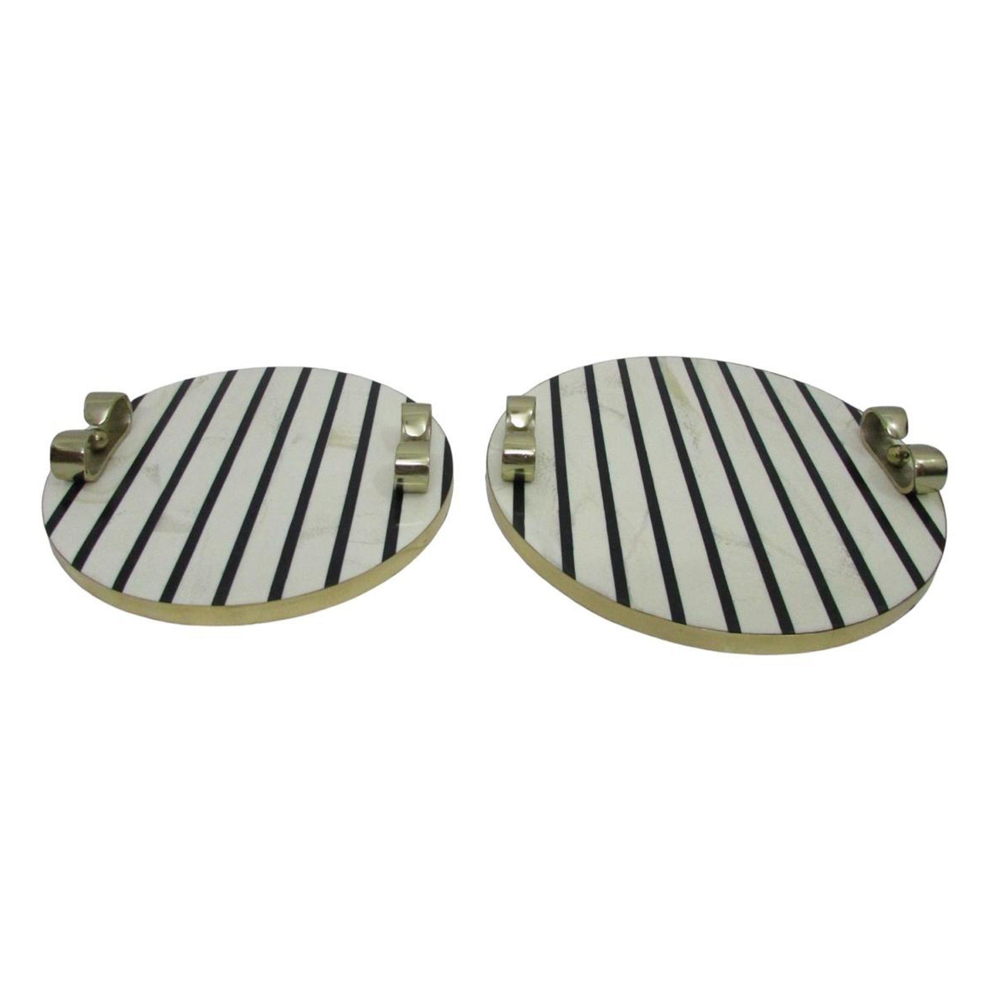 S/2 12/14" Platted Blk & White Trays Table Decors| Sagebrook Home