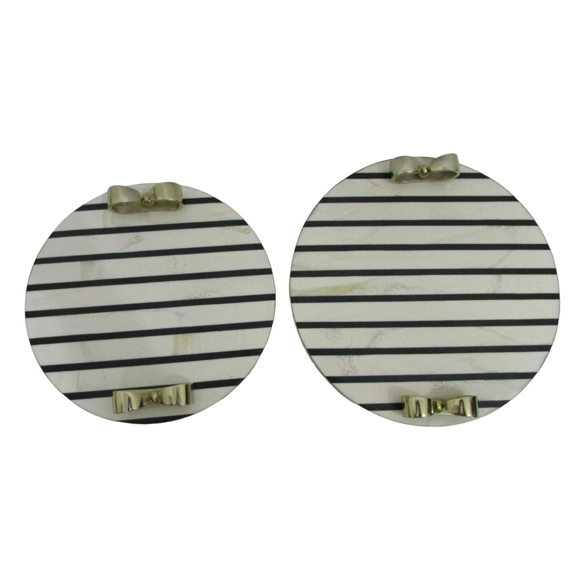 S/2 12/14" Platted Blk & White Trays Table Decors| Sagebrook Home