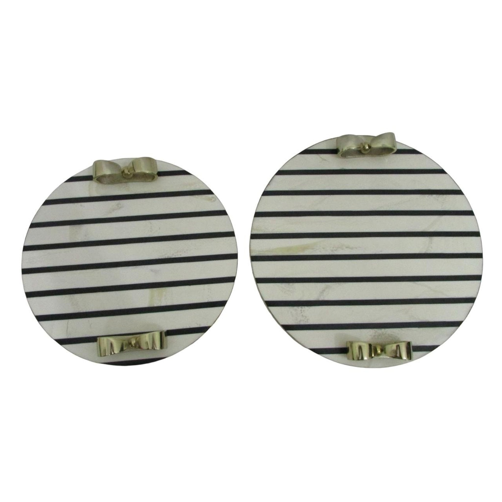 S/2 12/14" Platted Blk & White Trays Table Decors| Sagebrook Home