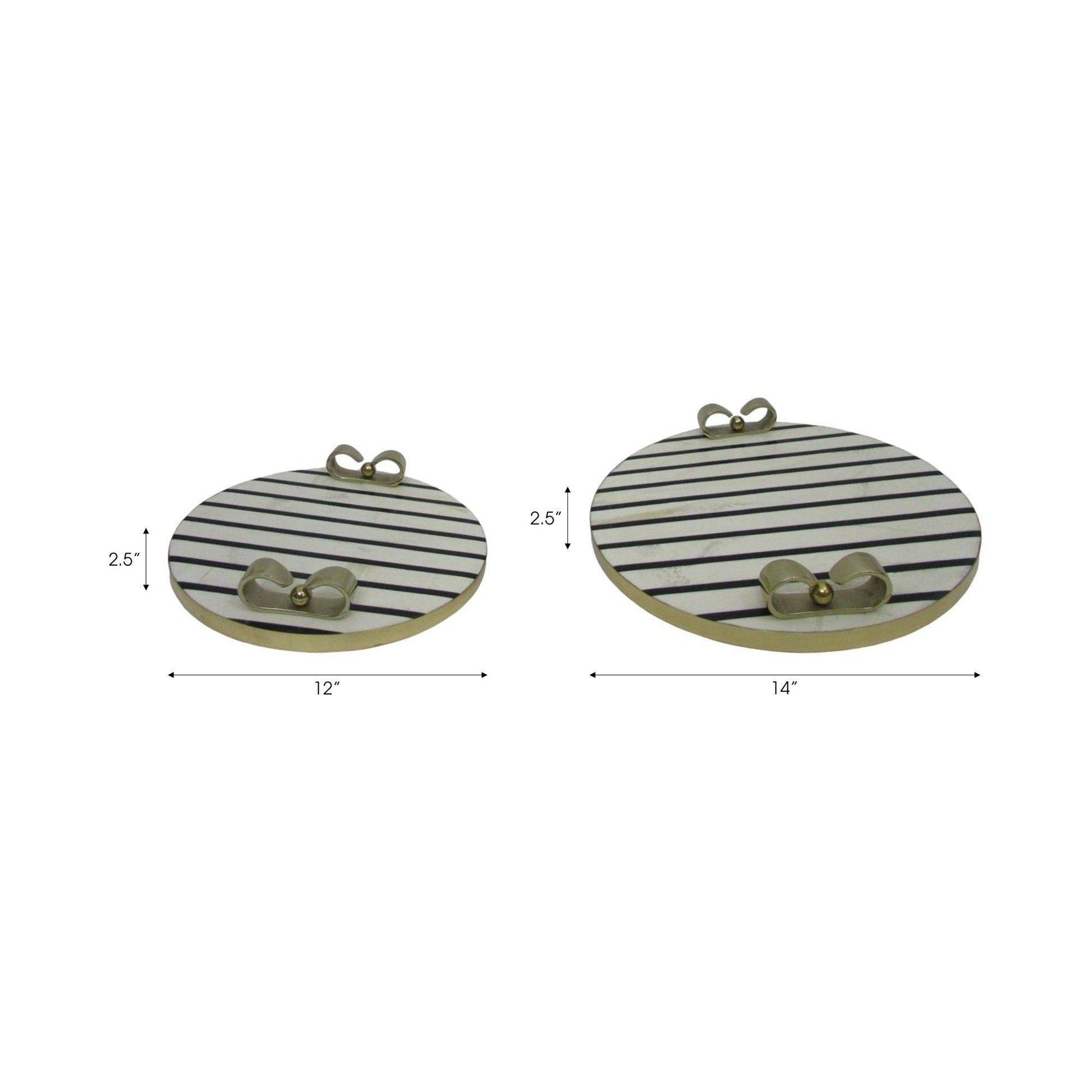 S/2 12/14" Platted Blk & White Trays Table Decors| Sagebrook Home