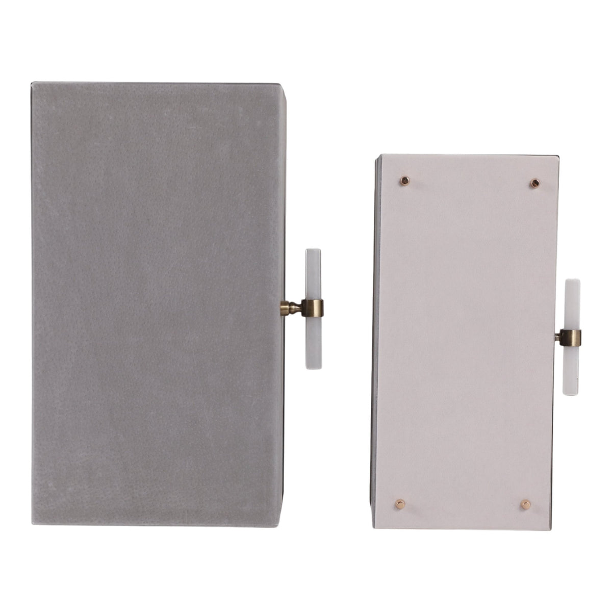 S/2 12/14"AVEA GRAY SUEDE/MOONSTONE HARDWARE BOXES Table Decors| Sagebrook Home