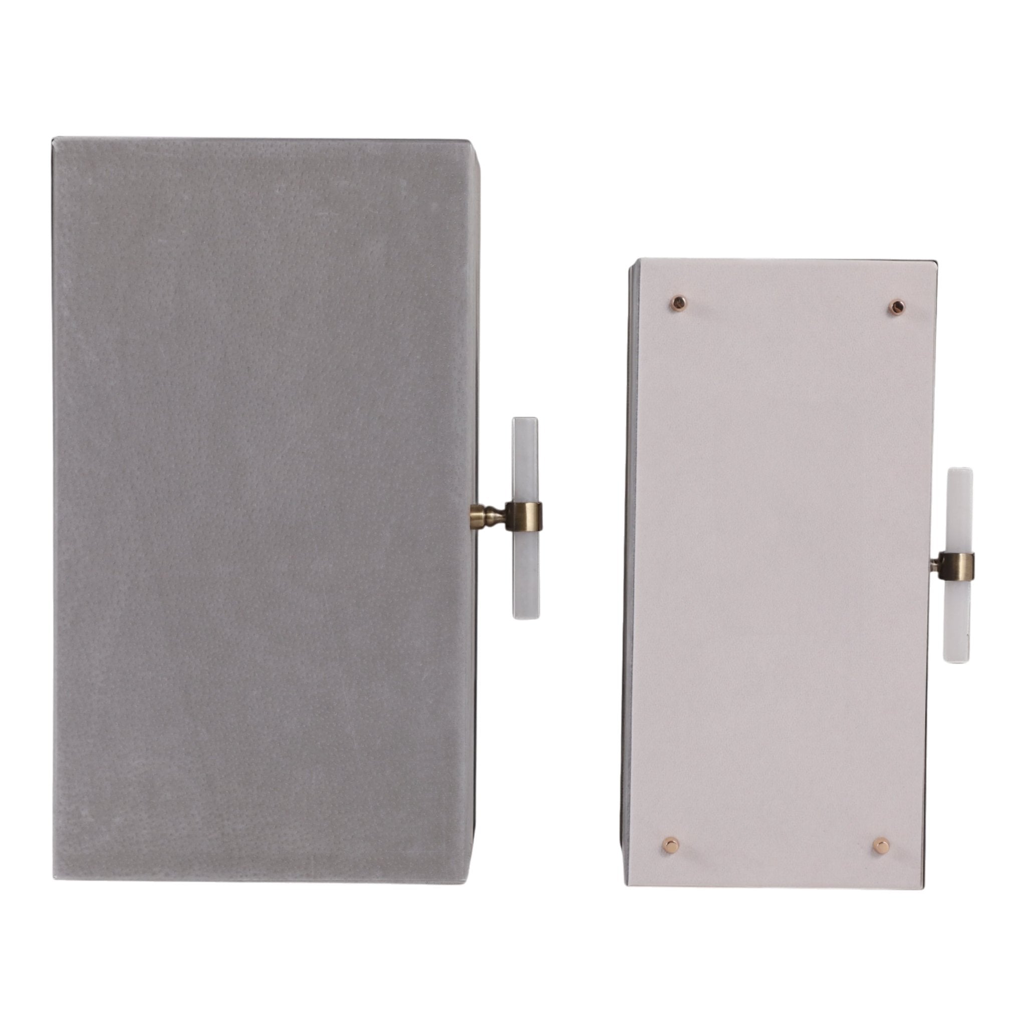 S/2 12/14"AVEA GRAY SUEDE/MOONSTONE HARDWARE BOXES Table Decors| Sagebrook Home