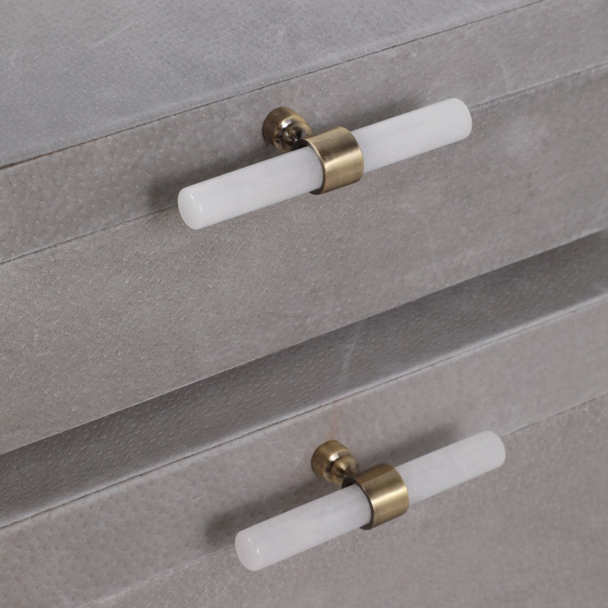 S/2 12/14"AVEA GRAY SUEDE/MOONSTONE HARDWARE BOXES Table Decors| Sagebrook Home