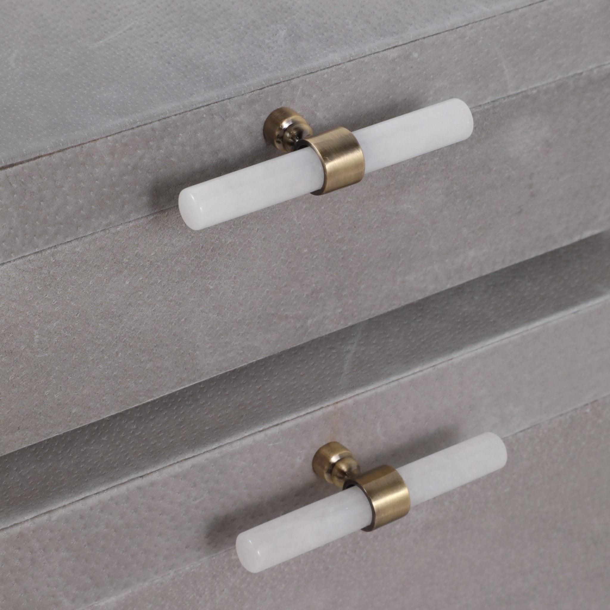 S/2 12/14"AVEA GRAY SUEDE/MOONSTONE HARDWARE BOXES Table Decors| Sagebrook Home