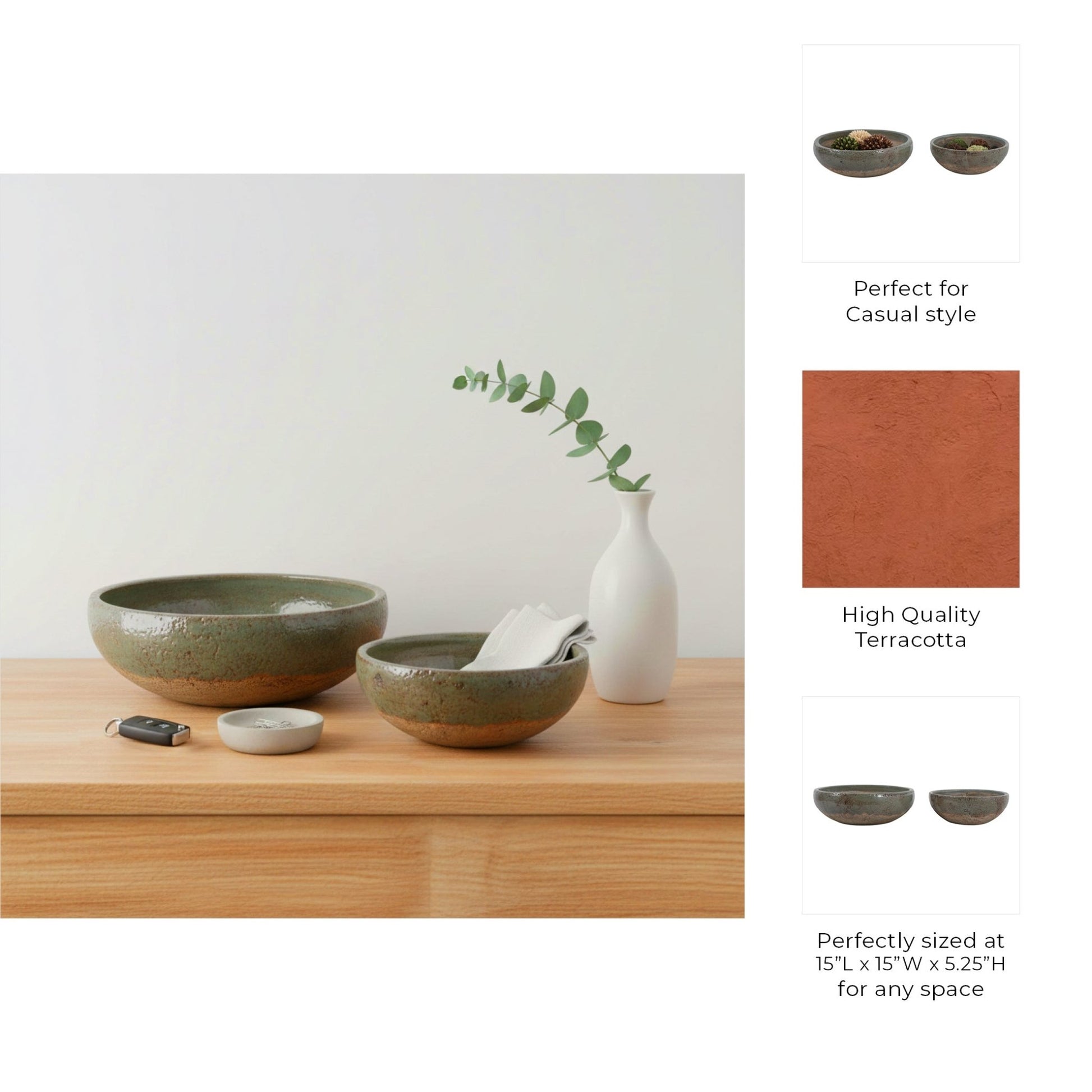 S/2 12/15" Bowls, Green/brown Bowl| Sagebrook Home