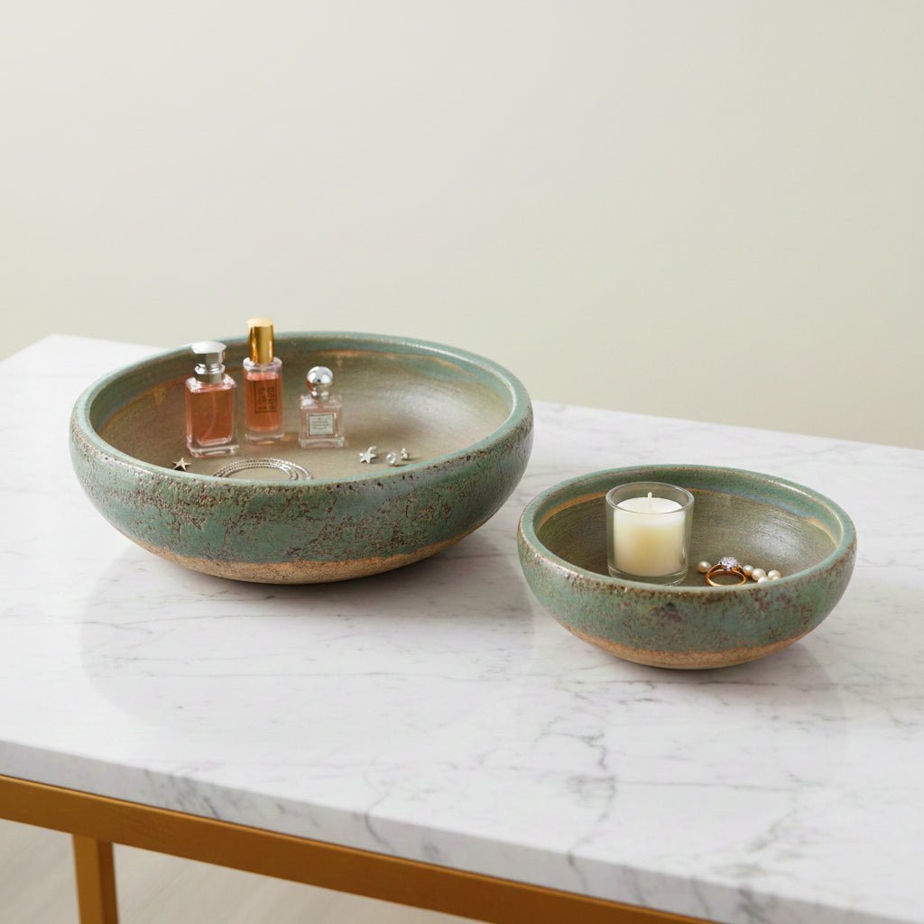 S/2 12/15" Bowls, Green/brown Bowl| Sagebrook Home