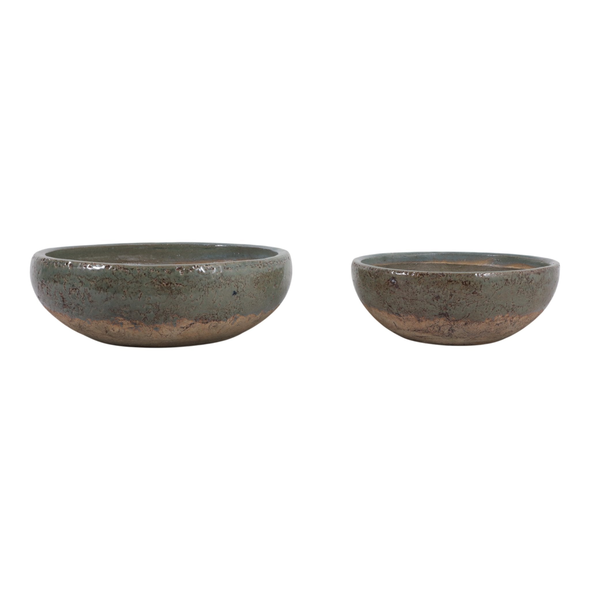 S/2 12/15" Bowls, Green/brown Bowl| Sagebrook Home
