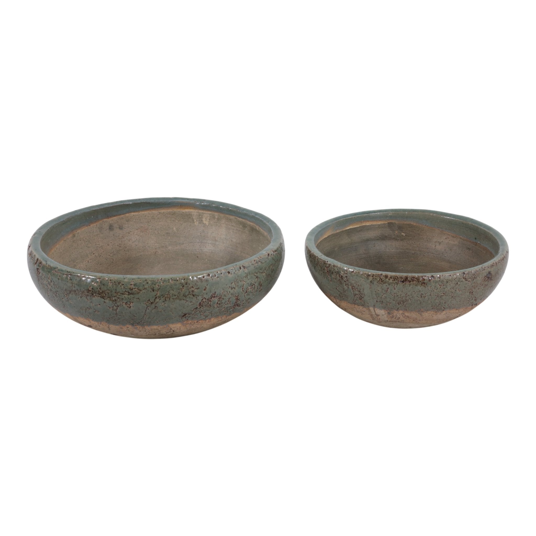 S/2 12/15" Bowls, Green/brown Bowl| Sagebrook Home