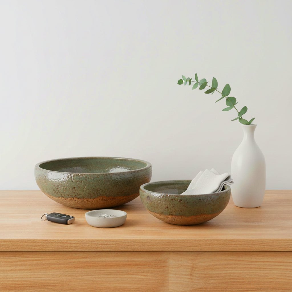 S/2 12/15" Bowls, Green/brown Bowl| Sagebrook Home