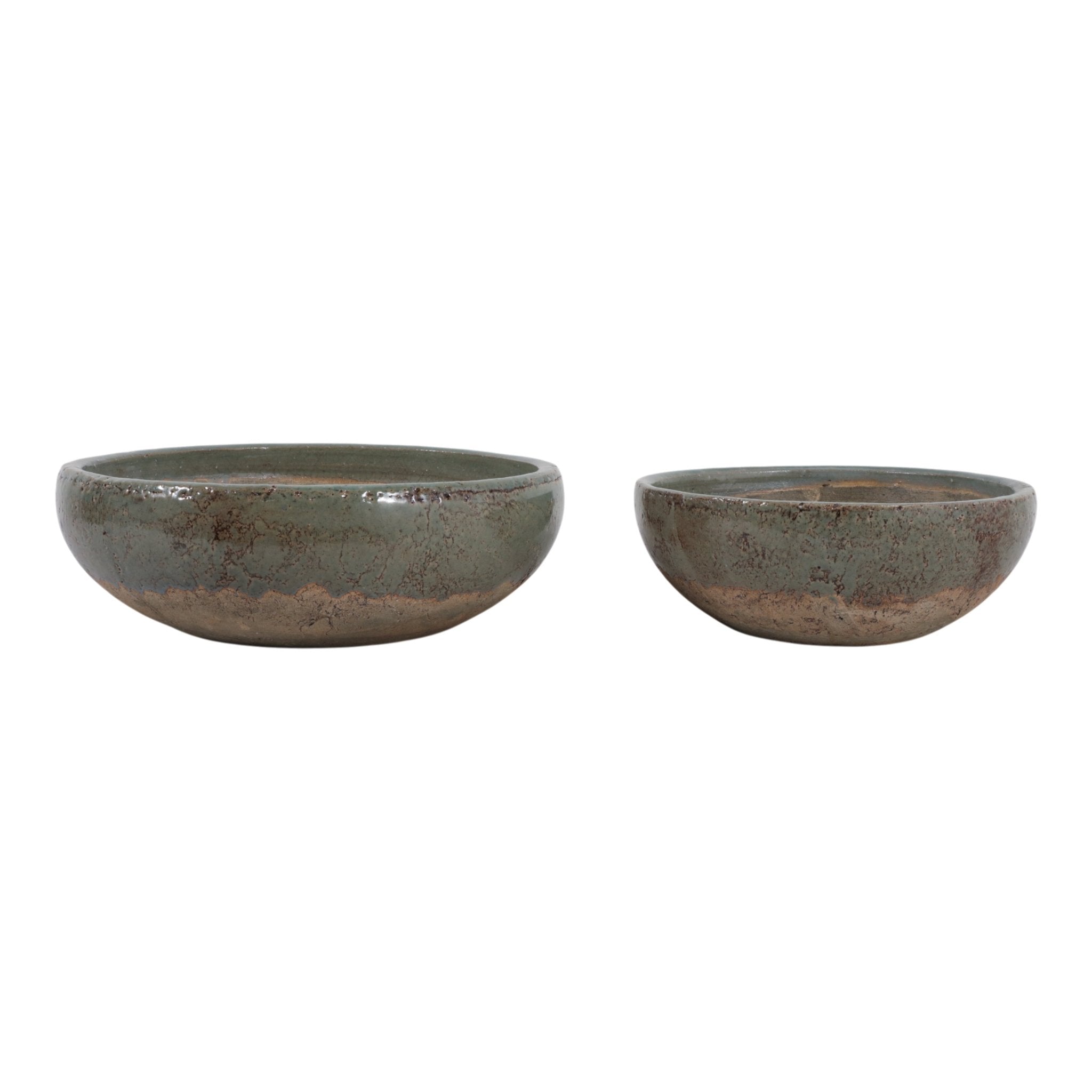 S/2 12/15" Bowls, Green/brown Bowl| Sagebrook Home