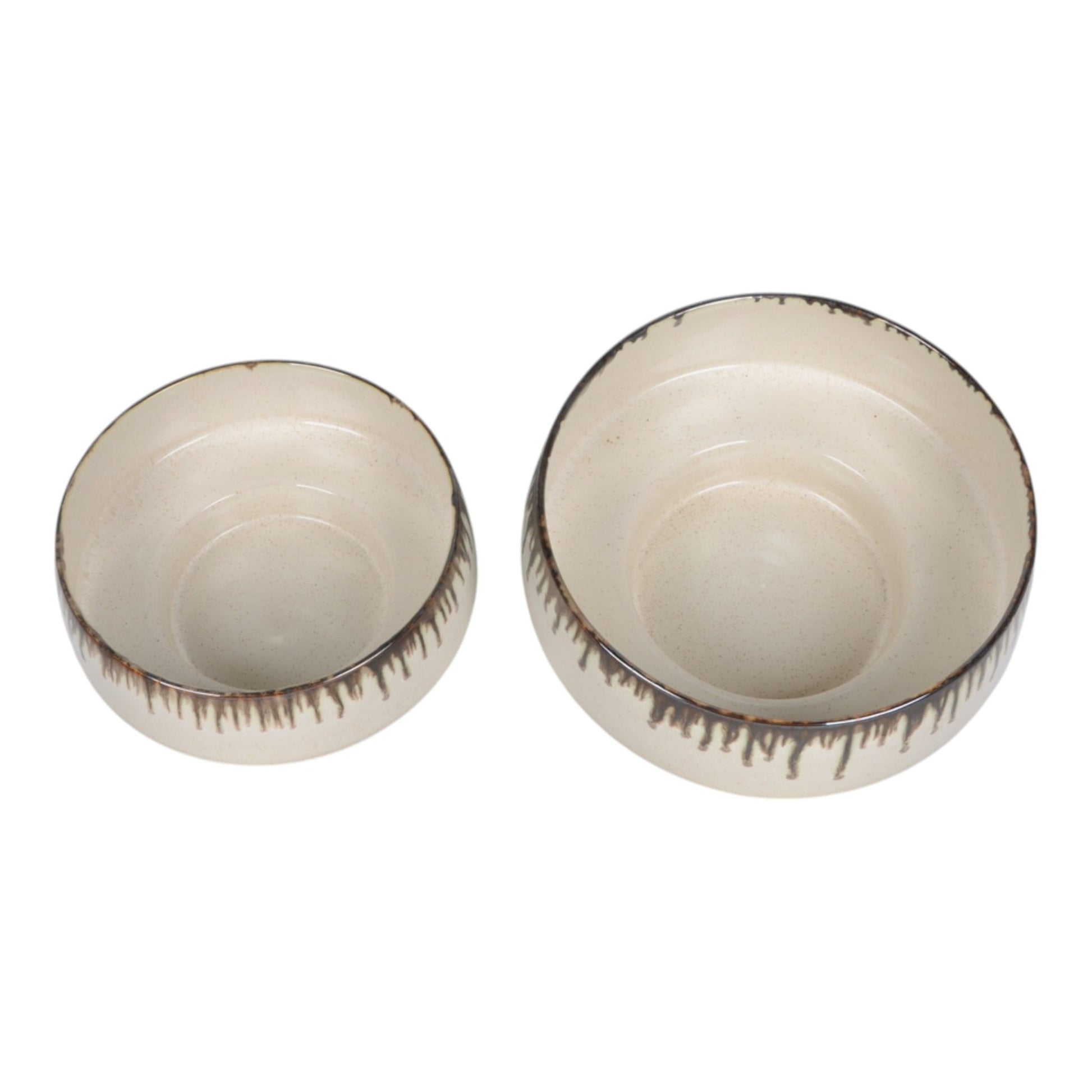 S/2 12/15" Reactive Grip Glaze Bowls, Ivory/brown Table Decors| Sagebrook Home