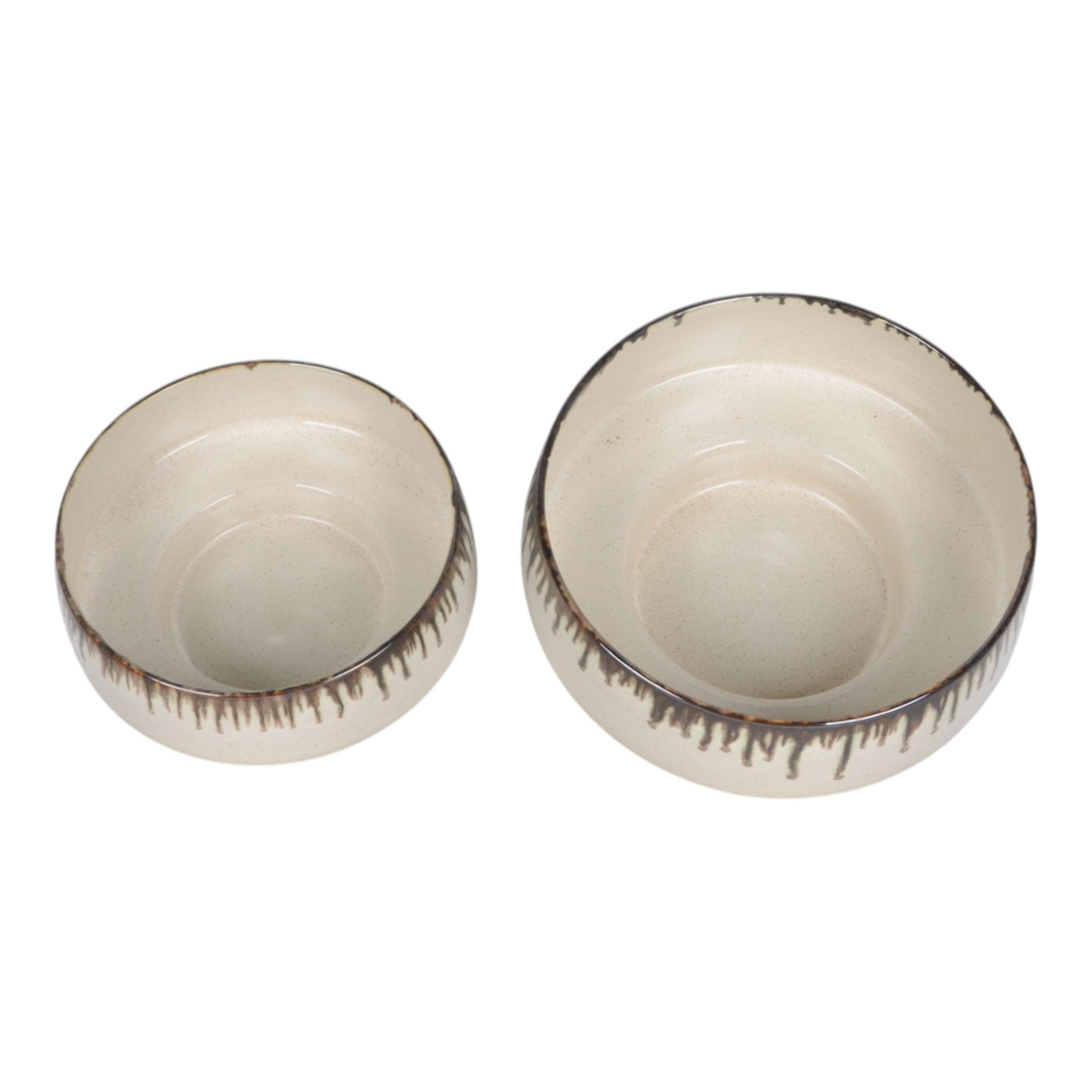 S/2 12/15" Reactive Grip Glaze Bowls, Ivory/brown Table Decors| Sagebrook Home