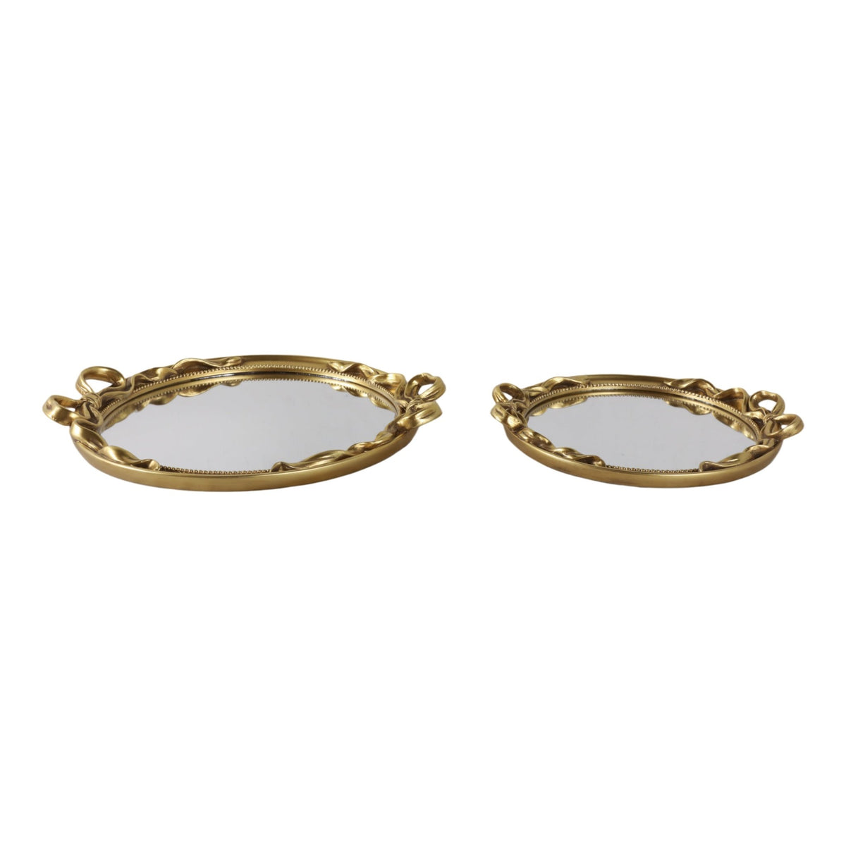 S/2 12/16" Coquette Bow Trays, Gold Tray| Sagebrook Home