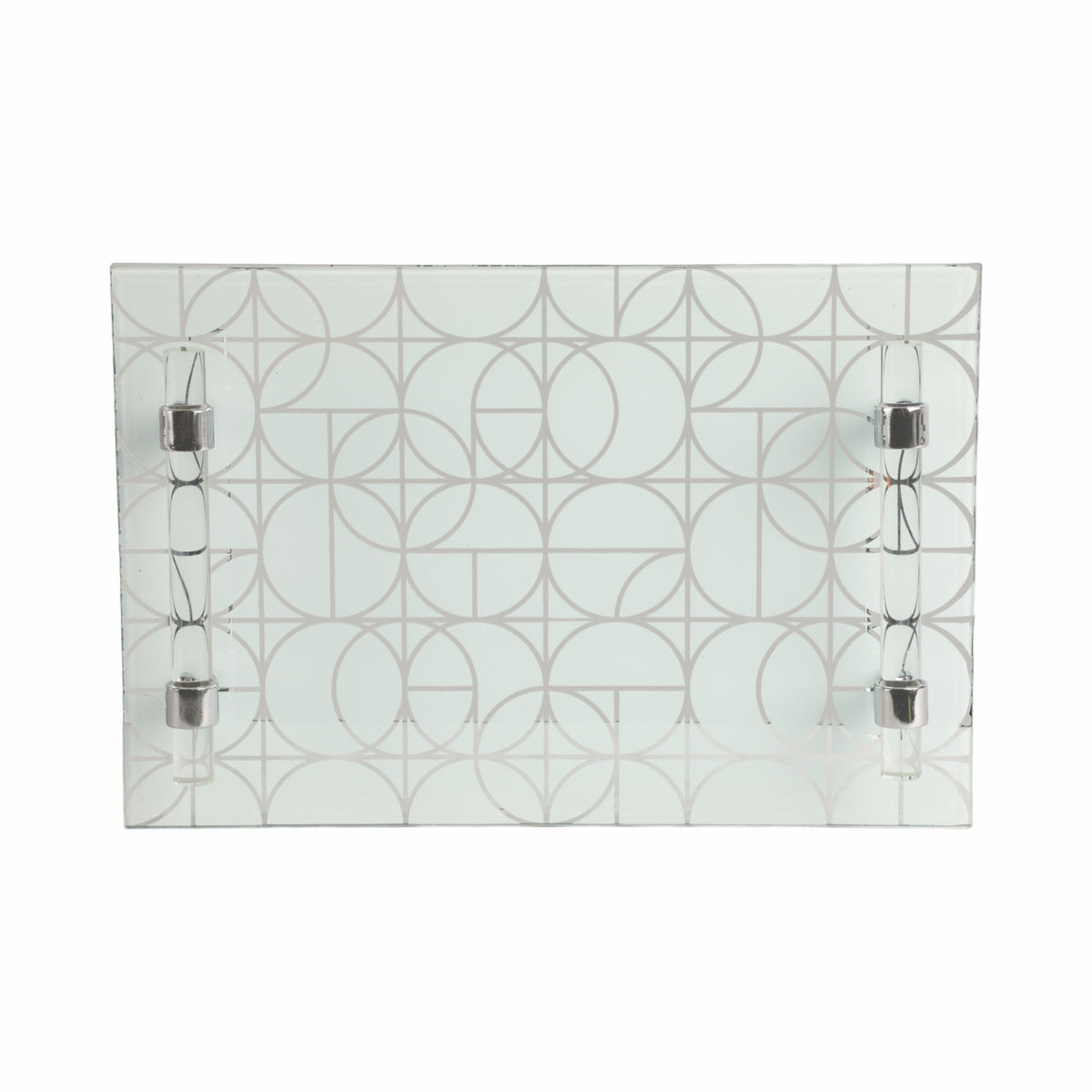S/2 12/16" Sparkly Geo Glass Trays, Silver Table Decors| Sagebrook Home