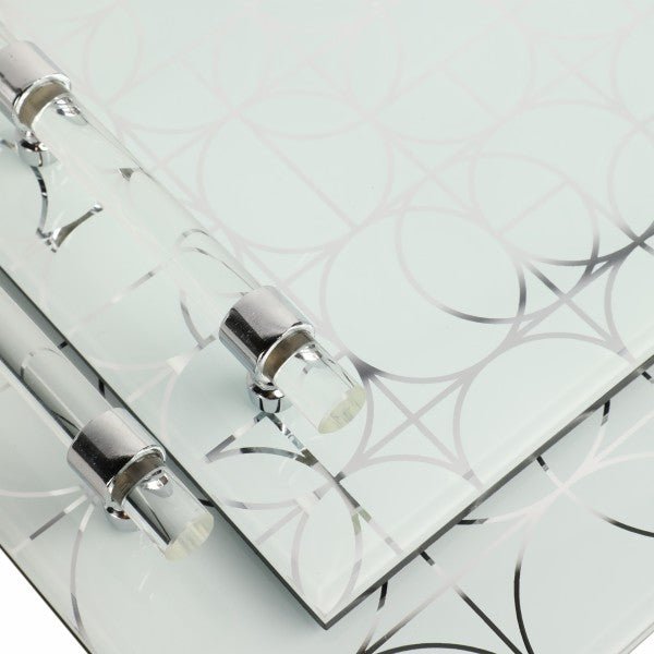 S/2 12/16" Sparkly Geo Glass Trays, Silver Table Decors| Sagebrook Home