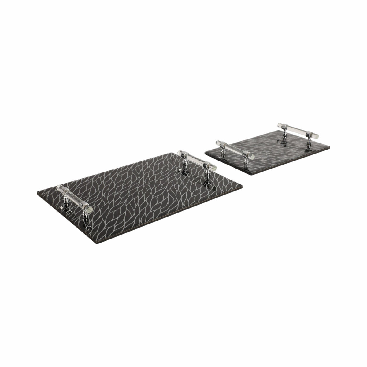 S/2 12/16" Sparkly Glass Trays, Black Table Decors| Sagebrook Home