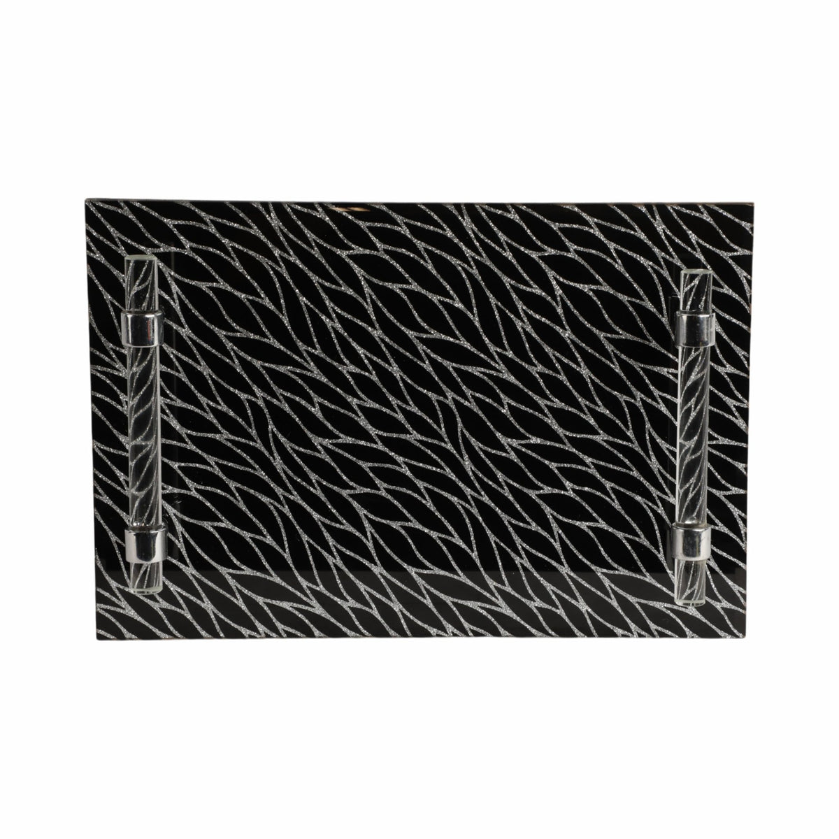 S/2 12/16" Sparkly Glass Trays, Black Table Decors| Sagebrook Home