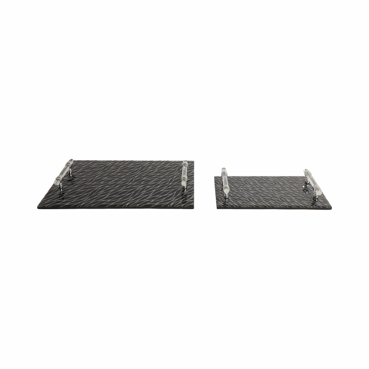 S/2 12/16" Sparkly Glass Trays, Black Table Decors| Sagebrook Home