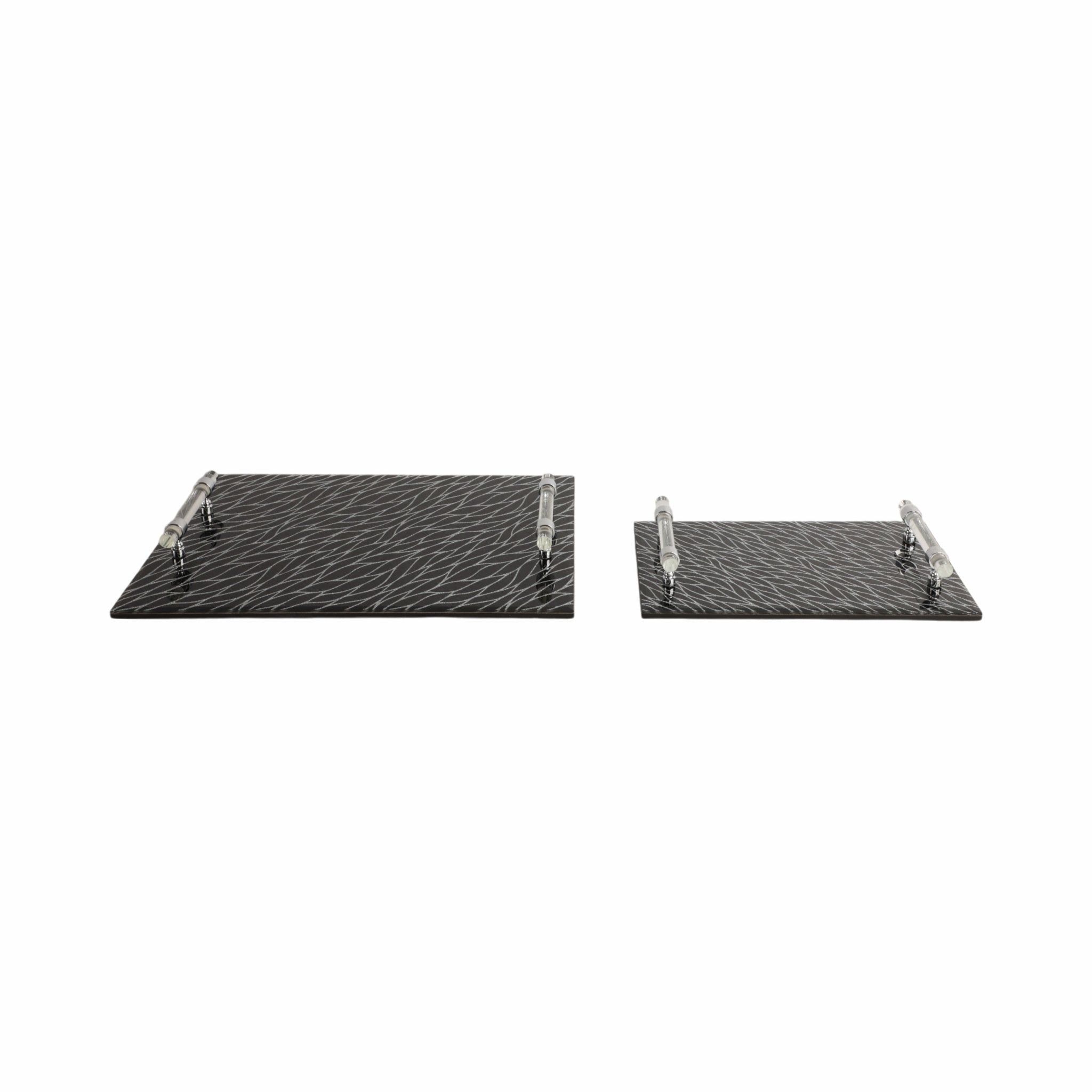S/2 12/16" Sparkly Glass Trays, Black Table Decors| Sagebrook Home