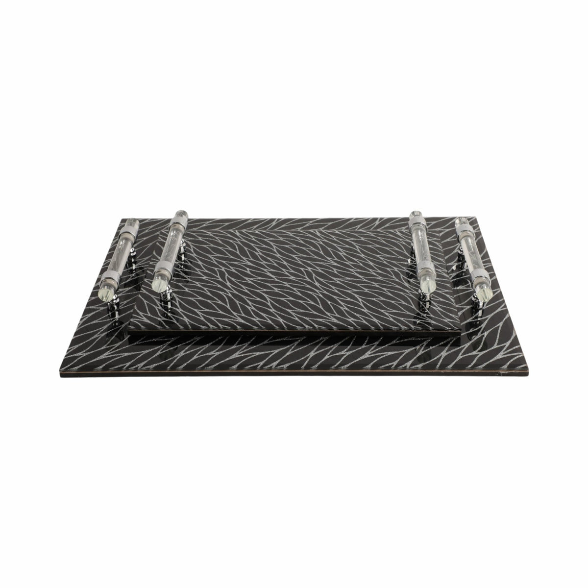 S/2 12/16" Sparkly Glass Trays, Black Table Decors| Sagebrook Home