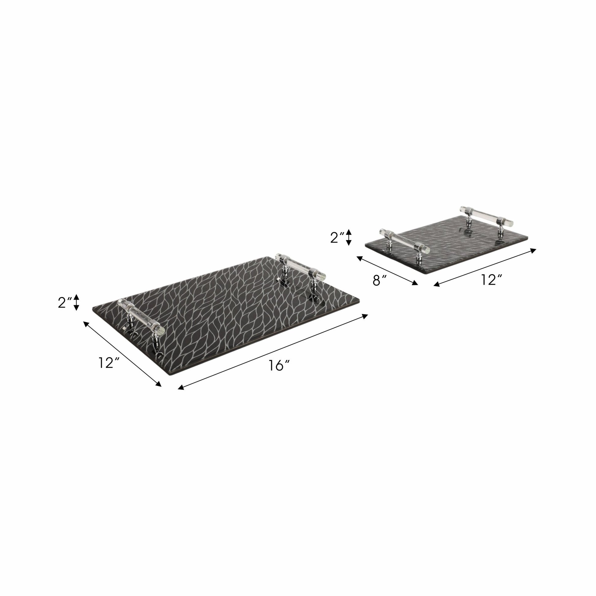 S/2 12/16" Sparkly Glass Trays, Black Table Decors| Sagebrook Home