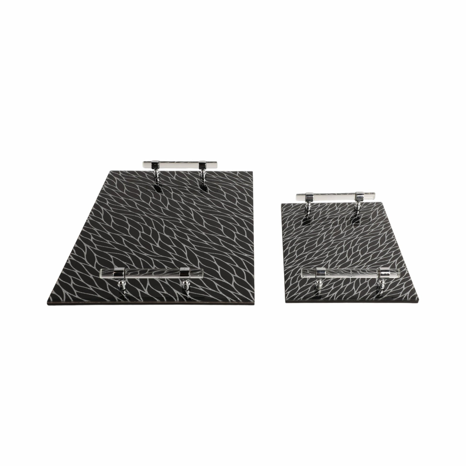S/2 12/16" Sparkly Glass Trays, Black Table Decors| Sagebrook Home