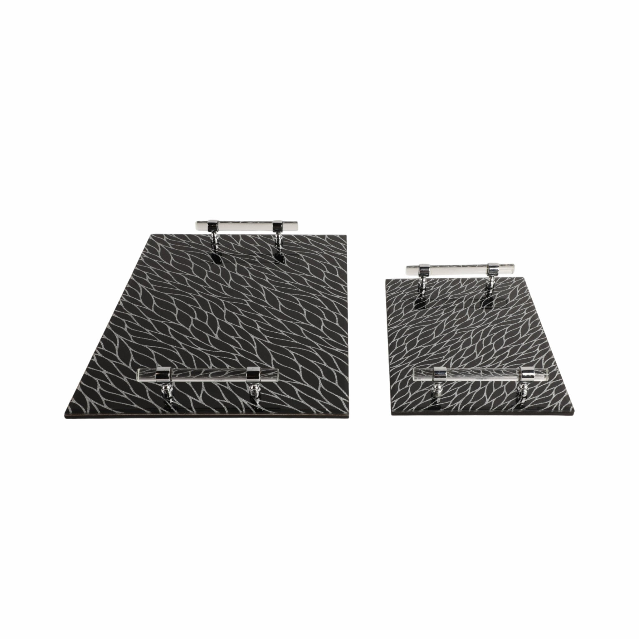 S/2 12/16" Sparkly Glass Trays, Black Table Decors| Sagebrook Home