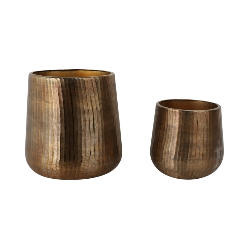 S/2 12/17" Kent Antique Bronze Planters - Al Rugaib Furniture