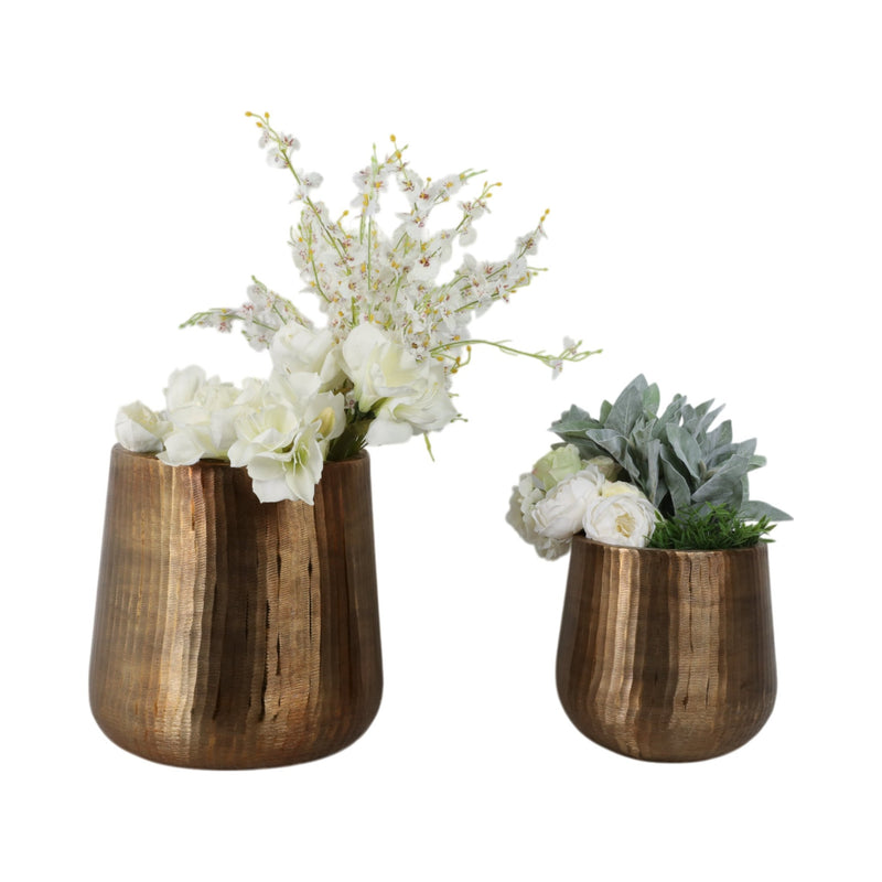 S/2 12/17" Kent Antique Bronze Planters - Al Rugaib Furniture