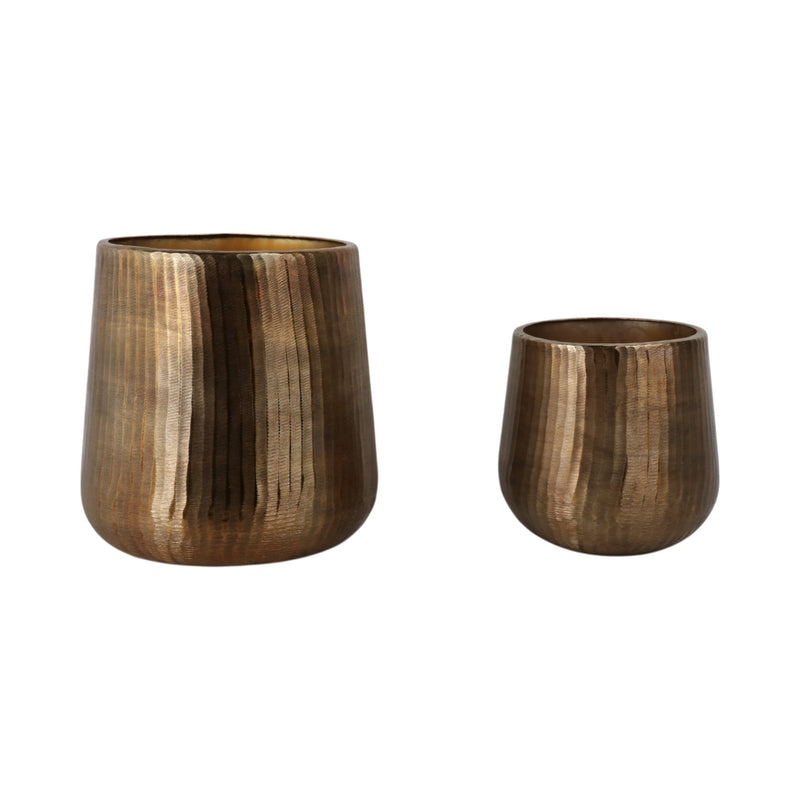 S/2 12/17" Kent Antique Bronze Planters - Al Rugaib Furniture