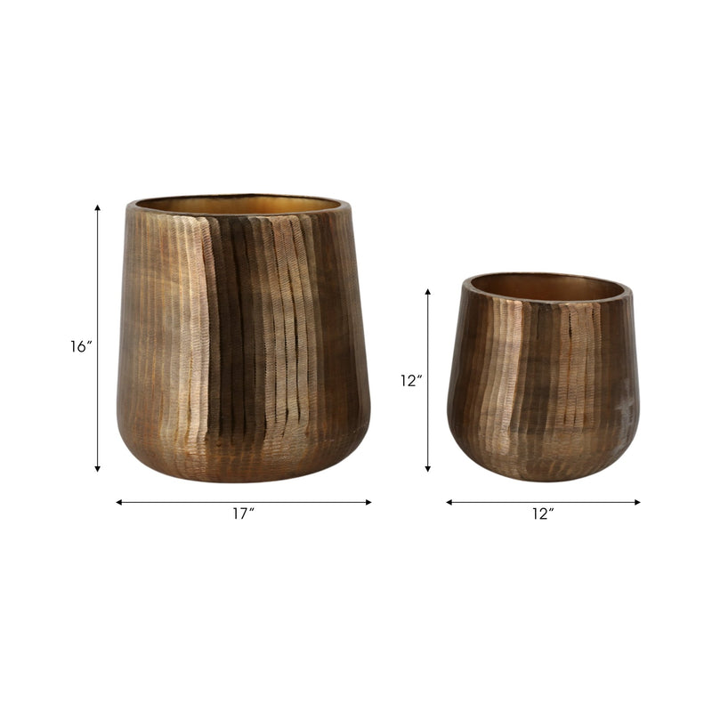 S/2 12/17" Kent Antique Bronze Planters - Al Rugaib Furniture