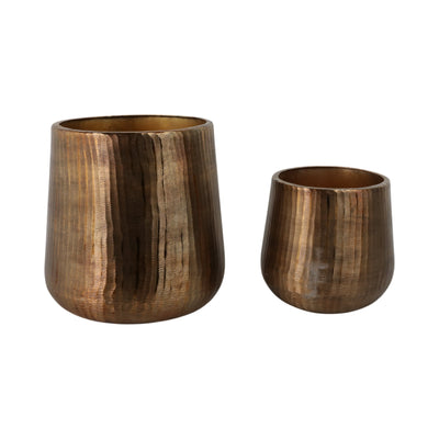 S/2 12/17" Kent Antique Bronze Planters - Al Rugaib Furniture