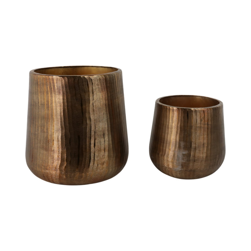 S/2 12/17" Kent Antique Bronze Planters - Al Rugaib Furniture
