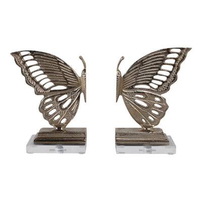 S/2 13" Clarke Butterfly Bookends, Gold - Al Rugaib Furniture