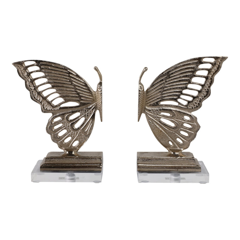 S/2 13" Clarke Butterfly Bookends, Gold - Al Rugaib Furniture