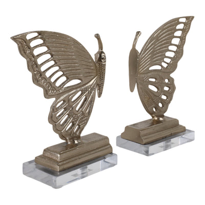 S/2 13" Clarke Butterfly Bookends, Gold - Al Rugaib Furniture