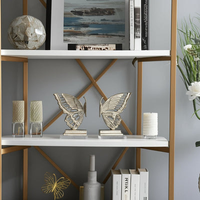 S/2 13" Clarke Butterfly Bookends, Gold - Al Rugaib Furniture
