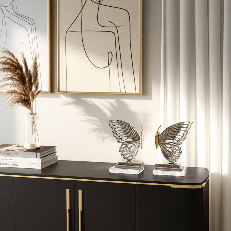 S/2 13" Clarke Butterfly Bookends, Gold - Al Rugaib Furniture