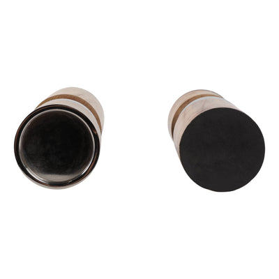 S/2 13/11" Birmingham Wood And Stainless Steel Can - Al Rugaib Furniture