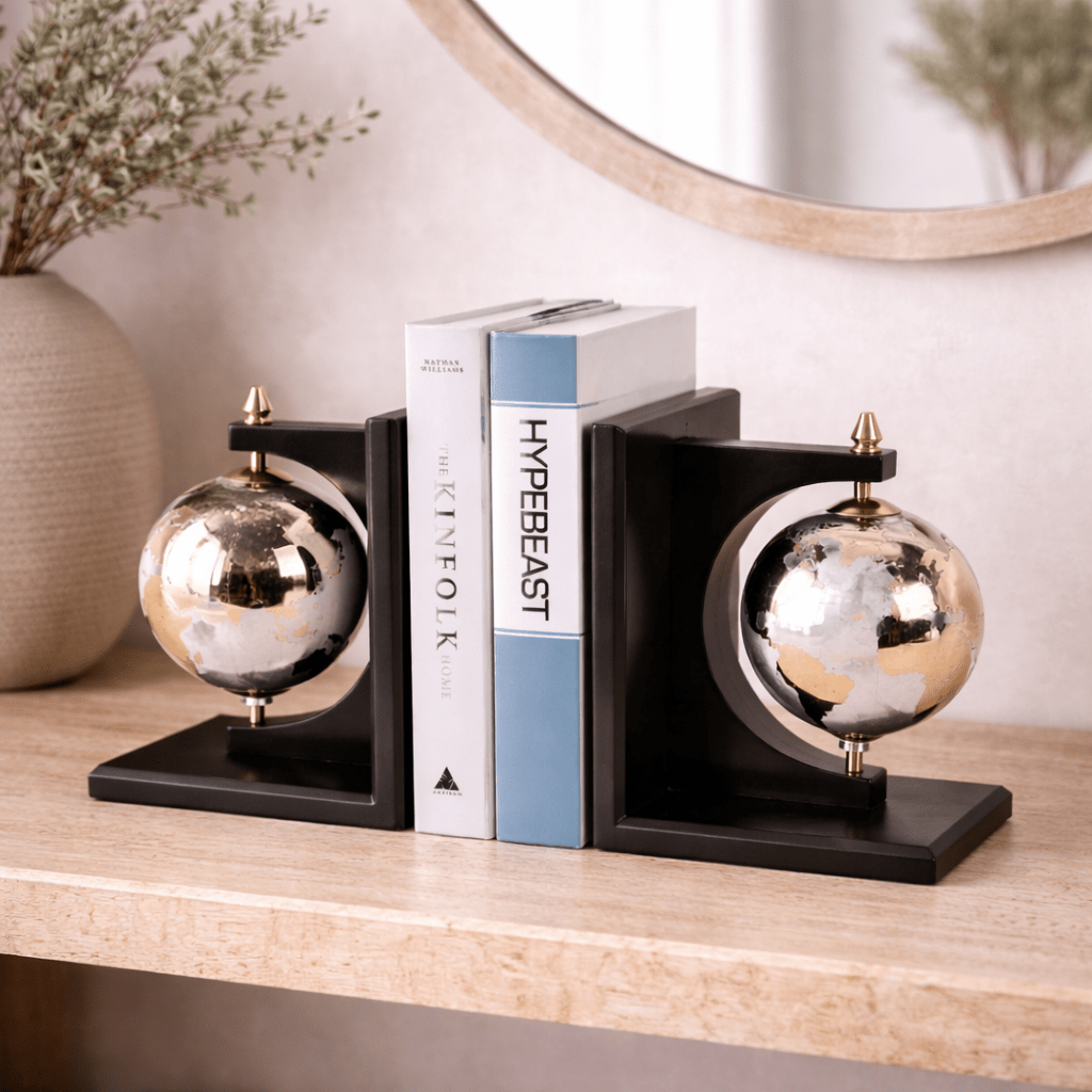 S/2 14" Bardot Glass Globe Bookends Table Decors| Sagebrook Home