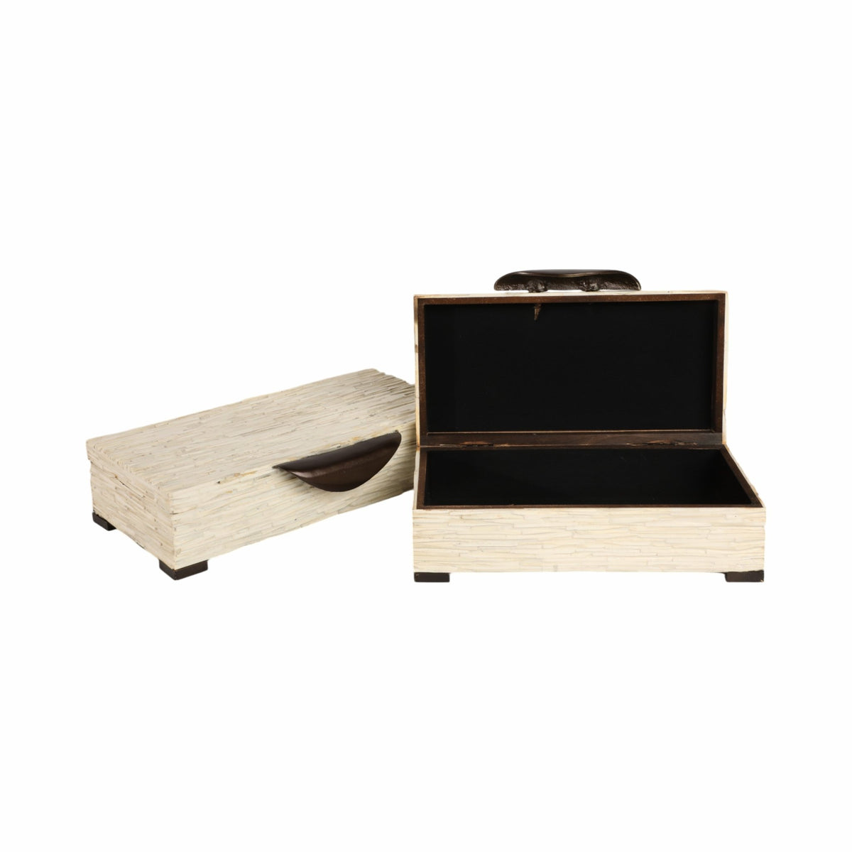 S/2 14/16" Hadwin Resin Cream Boxes Table Decors| Sagebrook Home