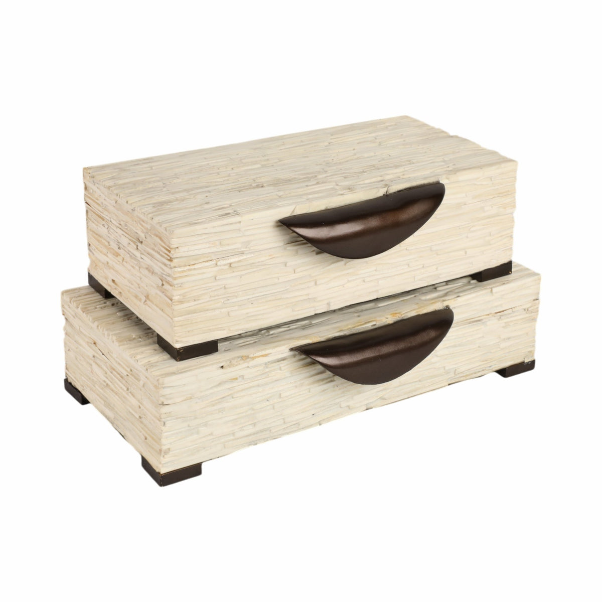 S/2 14/16" Hadwin Resin Cream Boxes Table Decors| Sagebrook Home