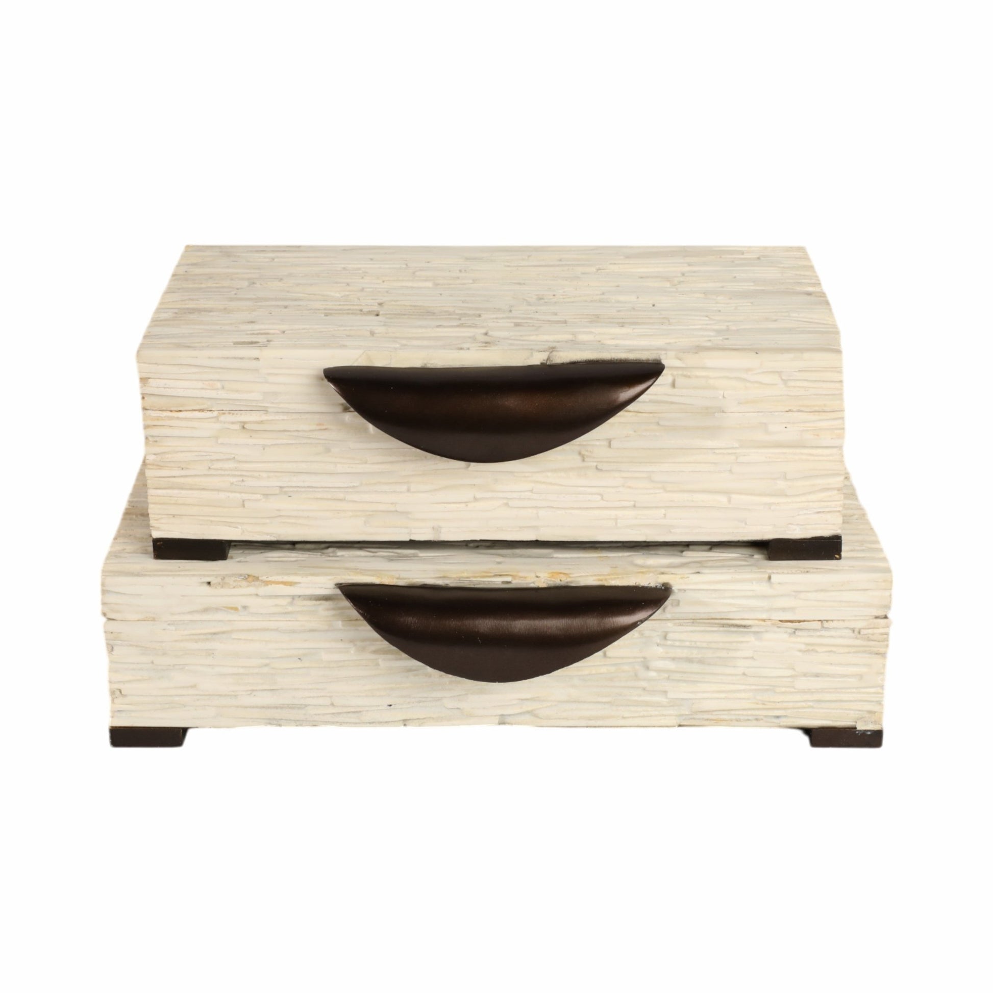 S/2 14/16" Hadwin Resin Cream Boxes Table Decors| Sagebrook Home