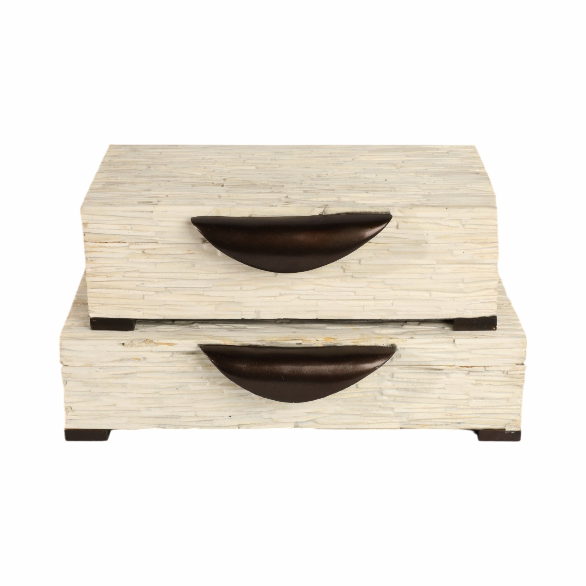 S/2 14/16" Hadwin Resin Cream Boxes Table Decors| Sagebrook Home