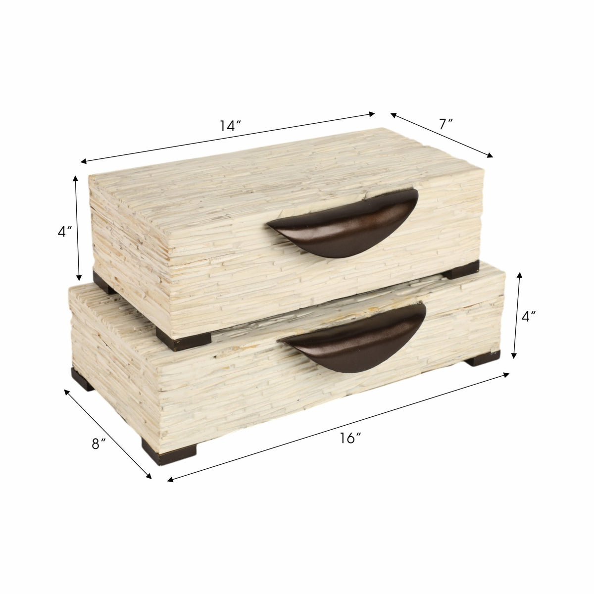 S/2 14/16" Hadwin Resin Cream Boxes Table Decors| Sagebrook Home