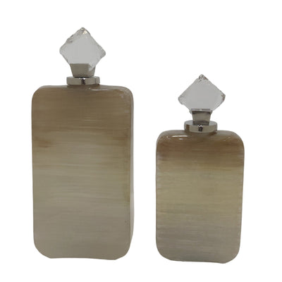 S/2 14/16" Laurier Glass Bottles W/acrylic Topper - Al Rugaib Furniture