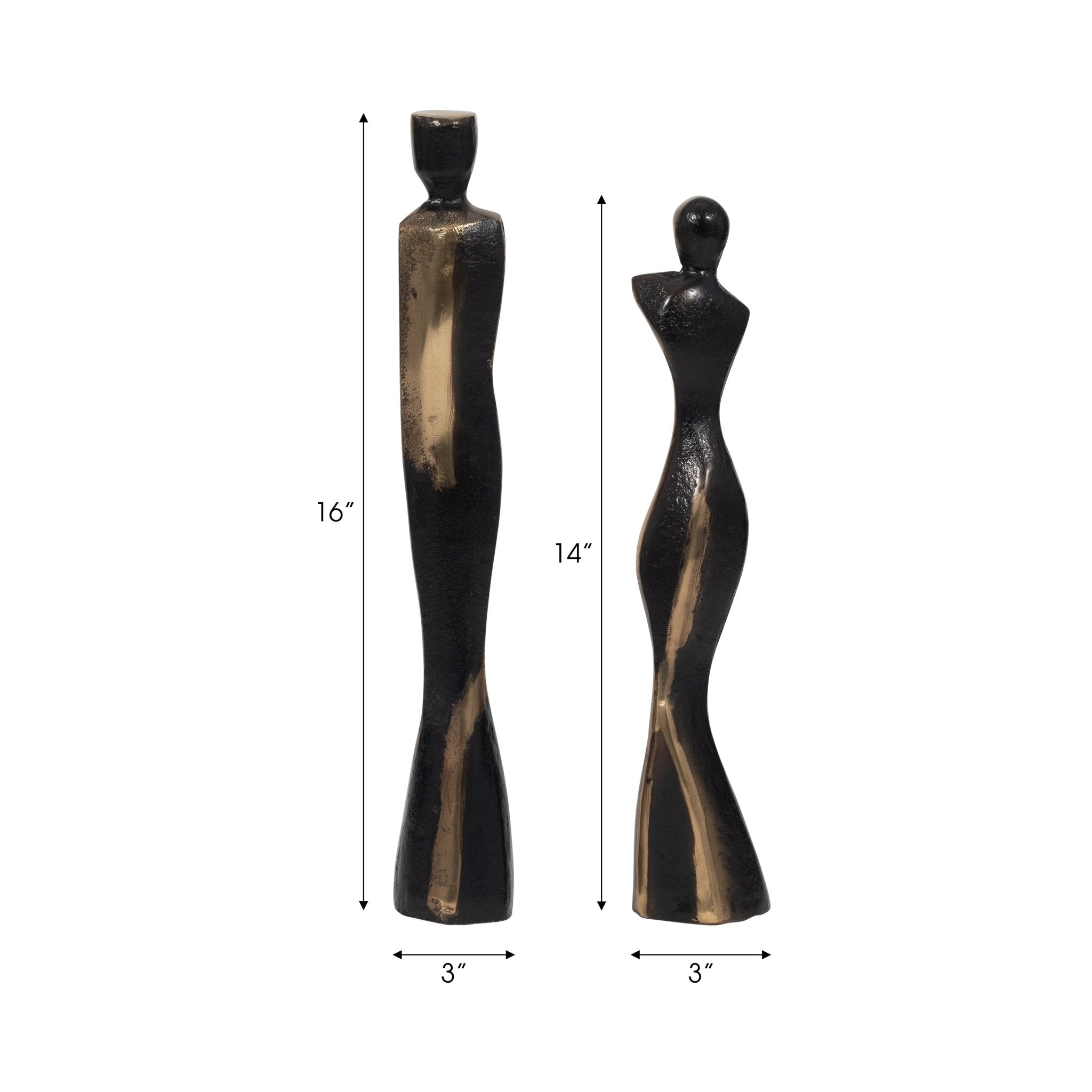 S/2 14/16" Torren Couple Statuary, Bronze Table Decors| Sagebrook Home